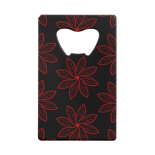 Crimson Pattern auf schwarz Geldbeutel Flaschenöffner (Vorderseite)