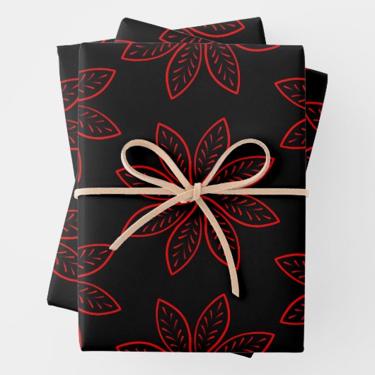 Crimson Pattern auf schwarz Geschenkpapier Set (Beispiel)