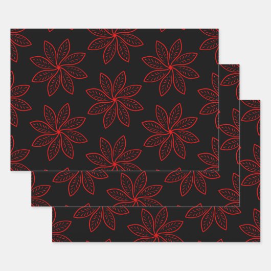 Crimson Pattern auf schwarz Geschenkpapier Set (Set)