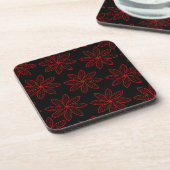 Crimson Pattern auf schwarz Getränkeuntersetzer (Linke Seite)