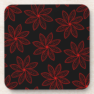 Crimson Pattern auf schwarz Getränkeuntersetzer