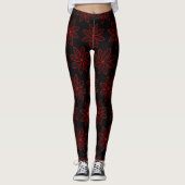 Crimson Pattern auf schwarz Leggings (Vorderseite)