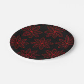 Crimson Pattern auf schwarz Pappteller (Schrägansicht)
