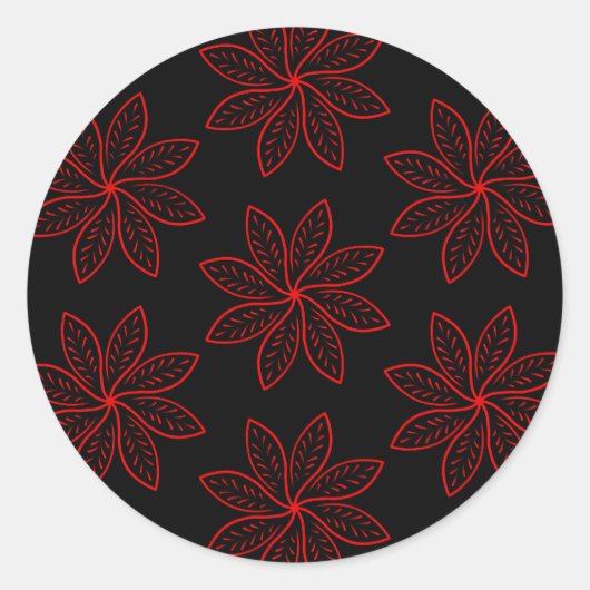 Crimson Pattern auf schwarz Runder Aufkleber (Vorderseite)