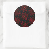 Crimson Pattern auf schwarz Runder Aufkleber (Tasche)