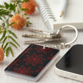 Crimson Pattern auf schwarz Schlüsselanhänger (Vorderseite rechts)