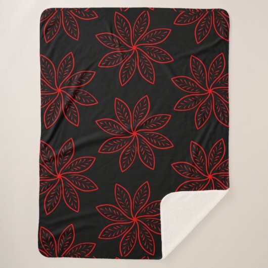 Crimson Pattern auf schwarz Sherpadecke (Vorderseite)