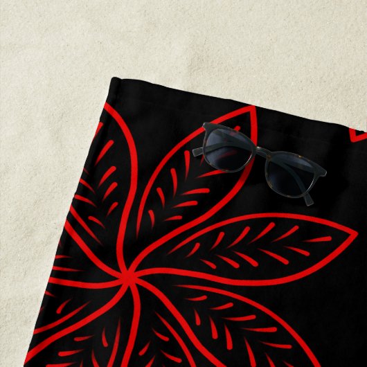 Crimson Pattern auf schwarz Strandtuch (Beispiel)
