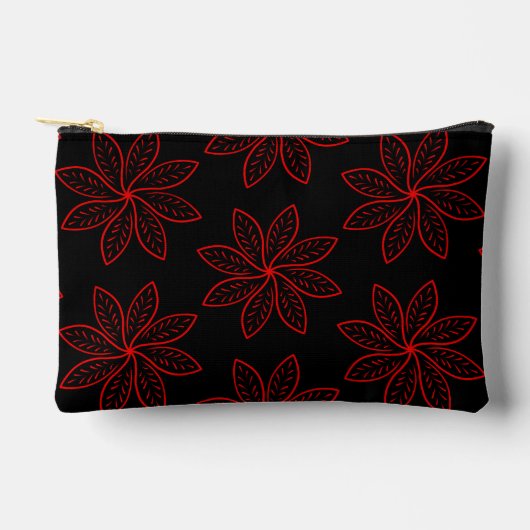 Crimson Pattern auf schwarz Zubehörtasche (Vorderseite)