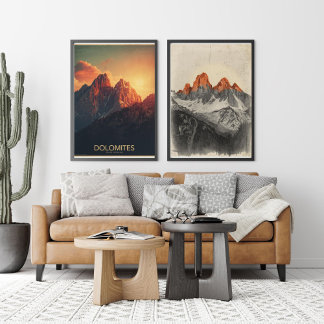 Crimson Peaks – Vintage Dolomiten Reise Poster
