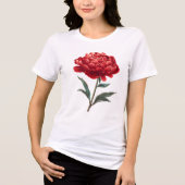 Crimson Peony Bloom Kunst Tri-Blend Shirt (Vorderseite)
