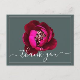 Crimson Peony Green Hintergrund Danke Postkarte