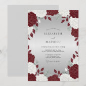 Crimson Peony Silberhochzeit Einladung (Vorne/Hinten)