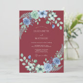Crimson Periwinkle Bloom Hochzeit Einladung (Stehend Vorderseite)