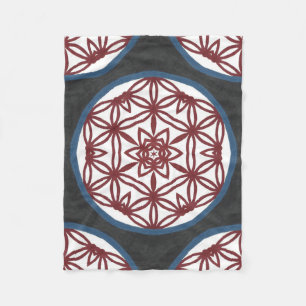 Crimson Petal Mandala Fleece Blanket