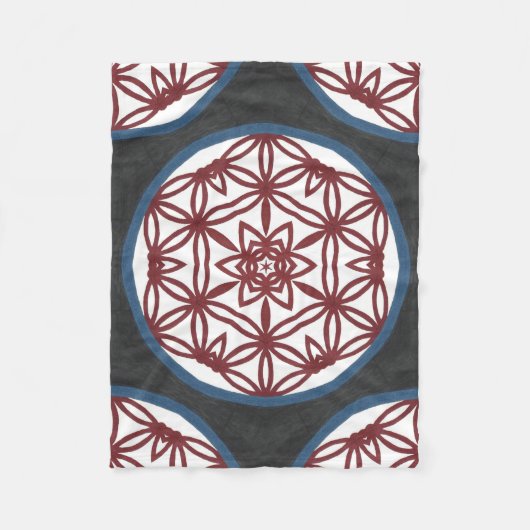 Crimson Petal Mandala Fleece Blanket (Vorderseite)
