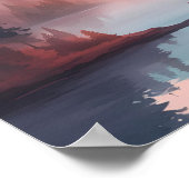 Crimson Pines - Dreamy Forest Sunrise Landschaft A Poster (Ecke)