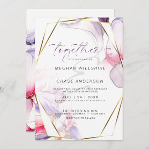 Crimson Pink Lilac Fluid Alkohol Tinte Wasserfarbe Einladung