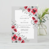 Crimson Polished Botanical Wedding Einladung (Stehend Vorderseite)