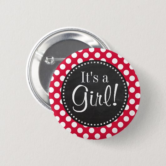 Crimson Polka Dots; Chalkboard-Look Button (Vorne & Hinten)