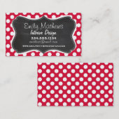 Crimson Polka Dots; Chalkboard-Look Visitenkarte (Vorne/Hinten)