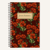 Crimson Poppies Dark Botanical Notizblock (Vorderseite)