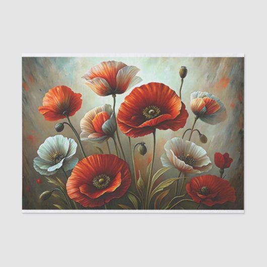 Crimson Poppy Dance Decoupage Seidenpapier (Vorderseite)