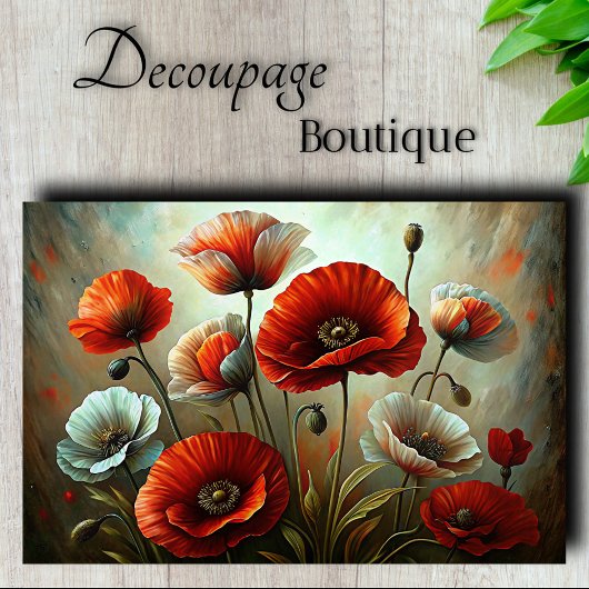 Crimson Poppy Dance Decoupage Seidenpapier