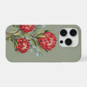 Crimson Protea Bouquet Watercolor iPhone Hülle (Rückseite (Horizontal))