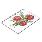 Crimson Protea Bouquet Watercolor Notizblock (Linke Seite)