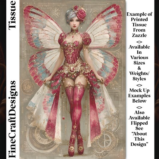 Crimson Red Adult Fairy in Corset DN1R Decoupage Seidenpapier