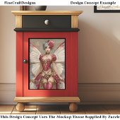 Crimson Red Adult Fairy in Corset DN1R Decoupage Seidenpapier