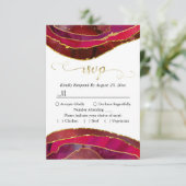 Crimson Red Agate Modern Watercolor Gold RSVP Kart (Stehend Vorderseite)