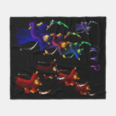 Crimson Red and Navy Blue Grim Sensenmann Cats Fleecedecke (Vorderseite (Horizontal))