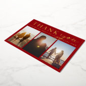 Crimson Red Black Foto Hochzeit Danke Gold Gold Folieneinladung (Gedreht)