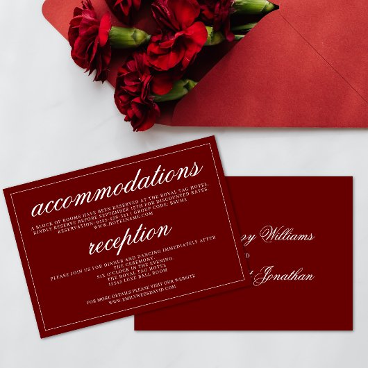 Crimson Red Classic Minimal Script Elegante Begleitkarte