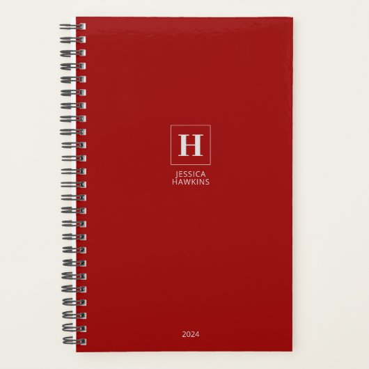 Crimson Red Classic Monogram Personal Weekly Planer (Vorderseite)