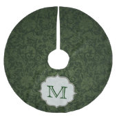 Crimson Red Damask Lac Monogram Initial Tree Skirt Polyester Weihnachtsbaumdecke (Vorderseite)
