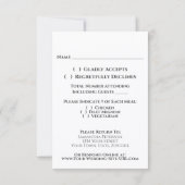 Crimson Red & Elegant Gold Lace Frilly Wedding RSVP Karte (Rückseite)