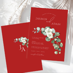 Crimson Red Eucalyptus Greenerage Foliage Wedding Einladung