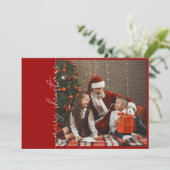 Crimson Red Foto Weihnachtskarte Feiertagskarte (Stehend Vorderseite)