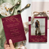 Crimson Red & Gold Botanischer Garten Elopement Einladung