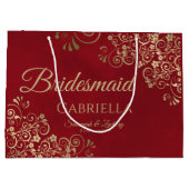 Crimson Red & Gold Lace Elegante Bridesmaid Große Geschenktüte (Rückseite)