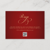 Crimson Red Gold QR Code UAWG Wedding Details Begleitkarte (Vorderseite)