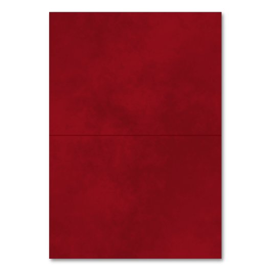 Crimson Red & Gold Wedding DIY Fold Platzkarte Tischnummer (Rückseite)