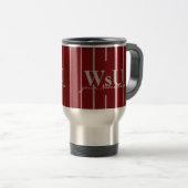 Crimson Red & Gray Stripes Travel Coffee Mug Reisebecher (VorderseiteRechts)