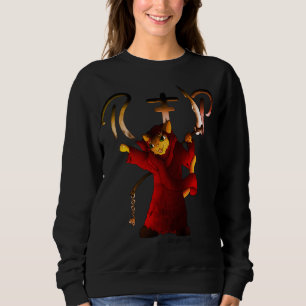 Crimson Red Grim Sensenmann Cat Sweatshirt