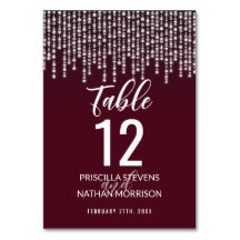 Crimson Red Hanging Diamond Lights Tischnummer