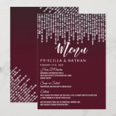 Crimson Red Hanging Diamond Lights Wedelmenü Menükarte (Vorne/Hinten)