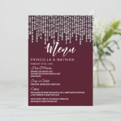 Crimson Red Hanging Diamond Lights Wedelmenü Menükarte (Stehend Vorderseite)